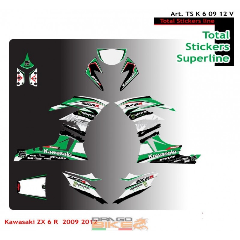 Kit Adesivi Moto Total Superline Kawasaki ZX6R 2009-2012 (Verde)