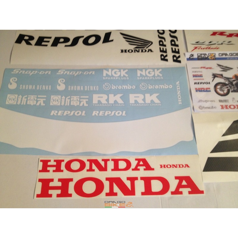 Autocollant Réservoir Honda Repsol HRC - Motif Orange Blanc Rouge - Parazip PS1-RP - Fabriqué En Italie