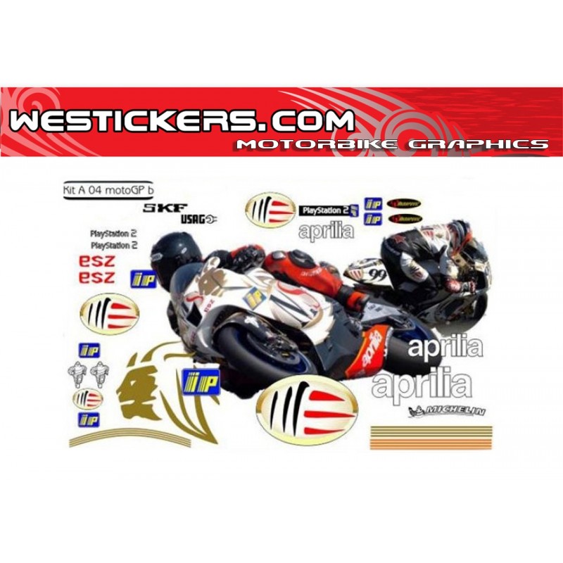 Kit Adesivo Moto Aprilia MotoGP 2004 no logo
