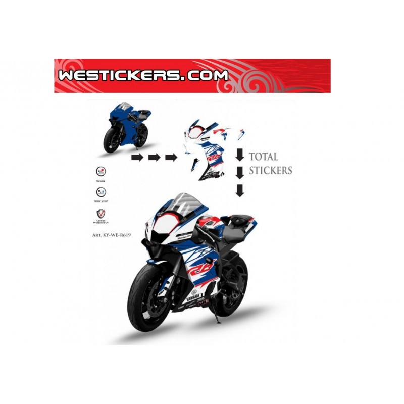 Complete Racing stickers' kit with number - Yamaha R6