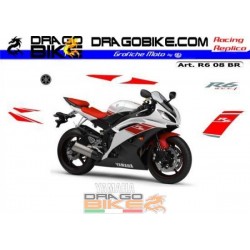 Kit Adesivo originali Yamaha R6 2008 Bianca/Rossa